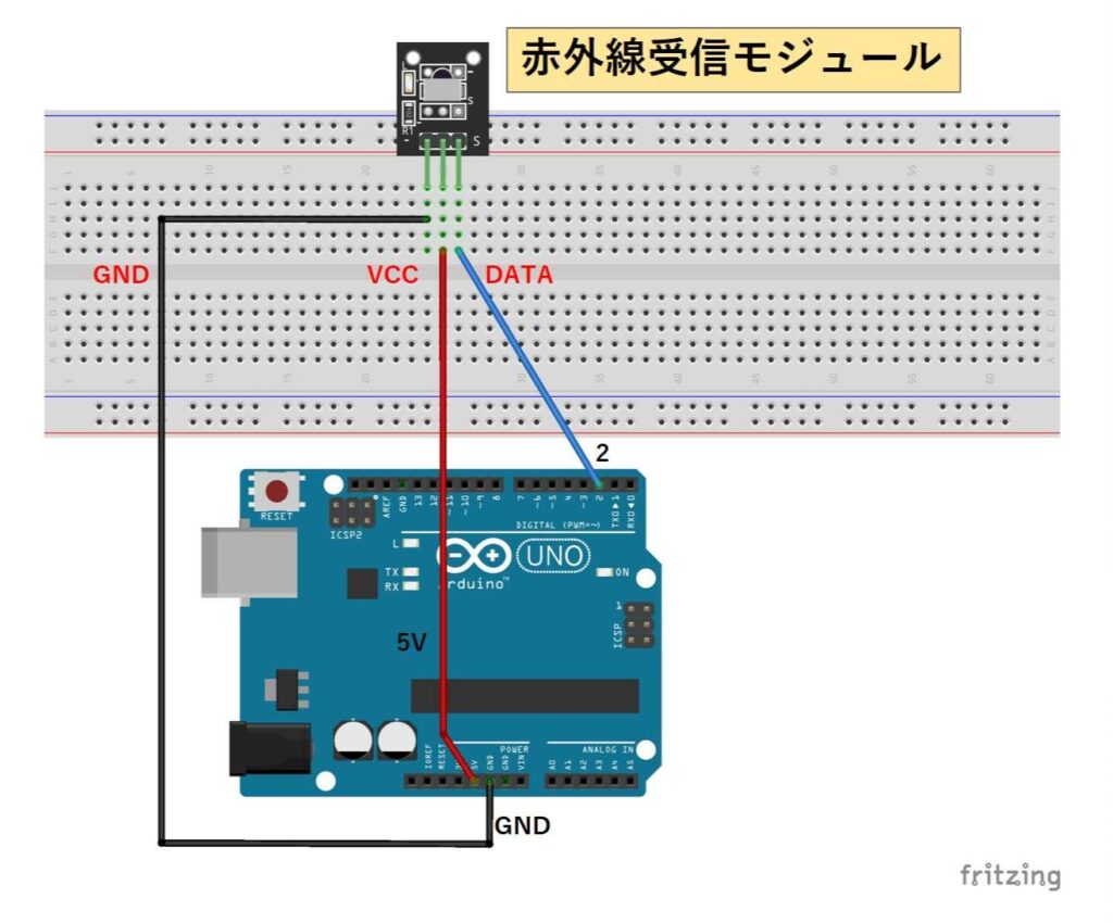 赤外線受信モジュール(基盤と一体)を扱う回路