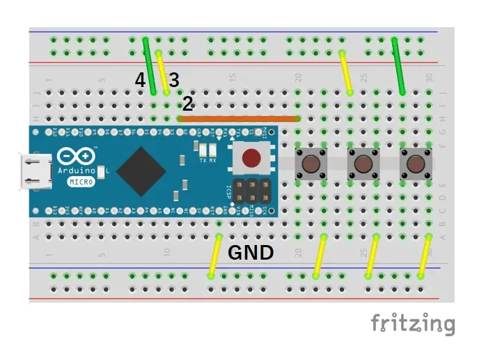 スイッチを押してキー入力を行う回路の図